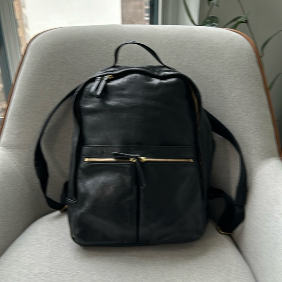Fossil Handbags - Fossil Black Leather Laptop Backpack